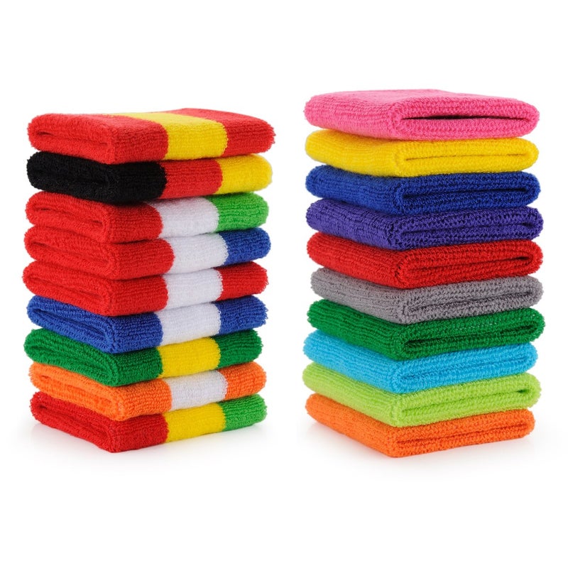 ONUPGO Sweatband Set Sports Headband Wrist Striped Sweatbands Terry Cloth Wristband Athletic Exercise Basketball Wrist Sweatband and Headbands Moisture Wicking Sweat Absorbing Head Band - Image 4